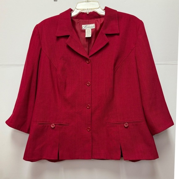 dressbarn Jackets & Blazers - Dressbarn Red Blazer Jacket 3/4 Sleeve Single Breasted Classic Office 16W